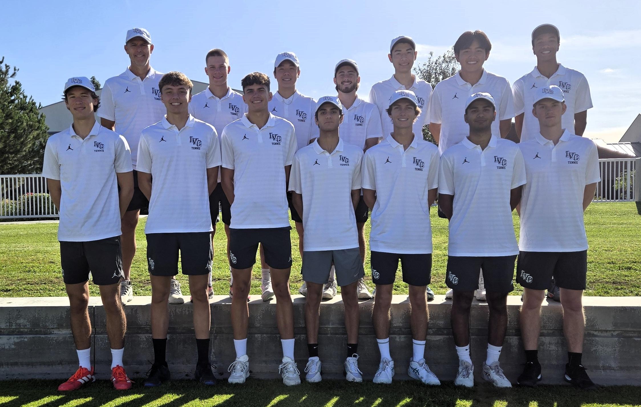 Men's tennis team edges Hope International in 2026 opener